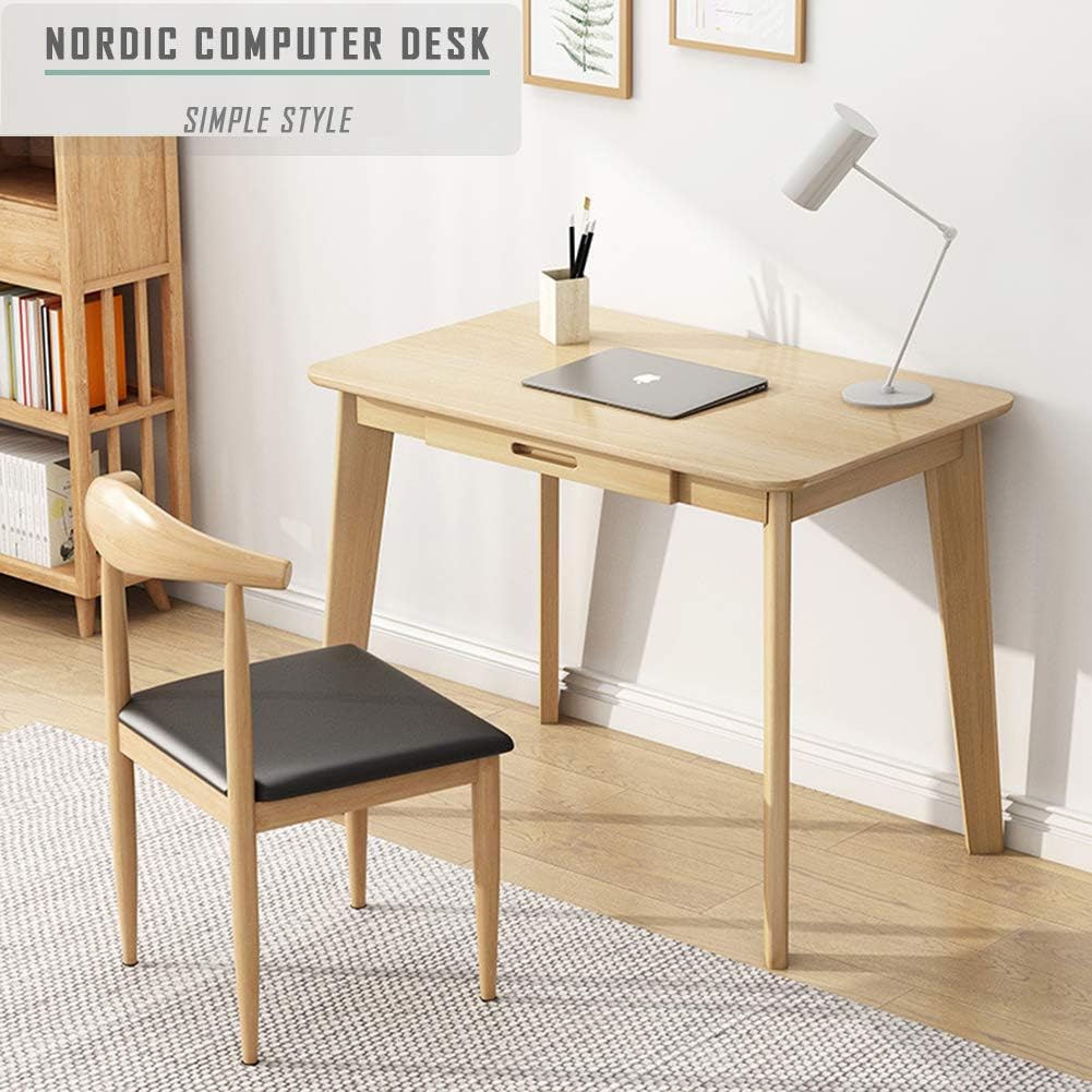 IOTXY Solid Wood Writing Desk - Home Office Workbench Desk with Drawer, Laptop Computer Work Study Table