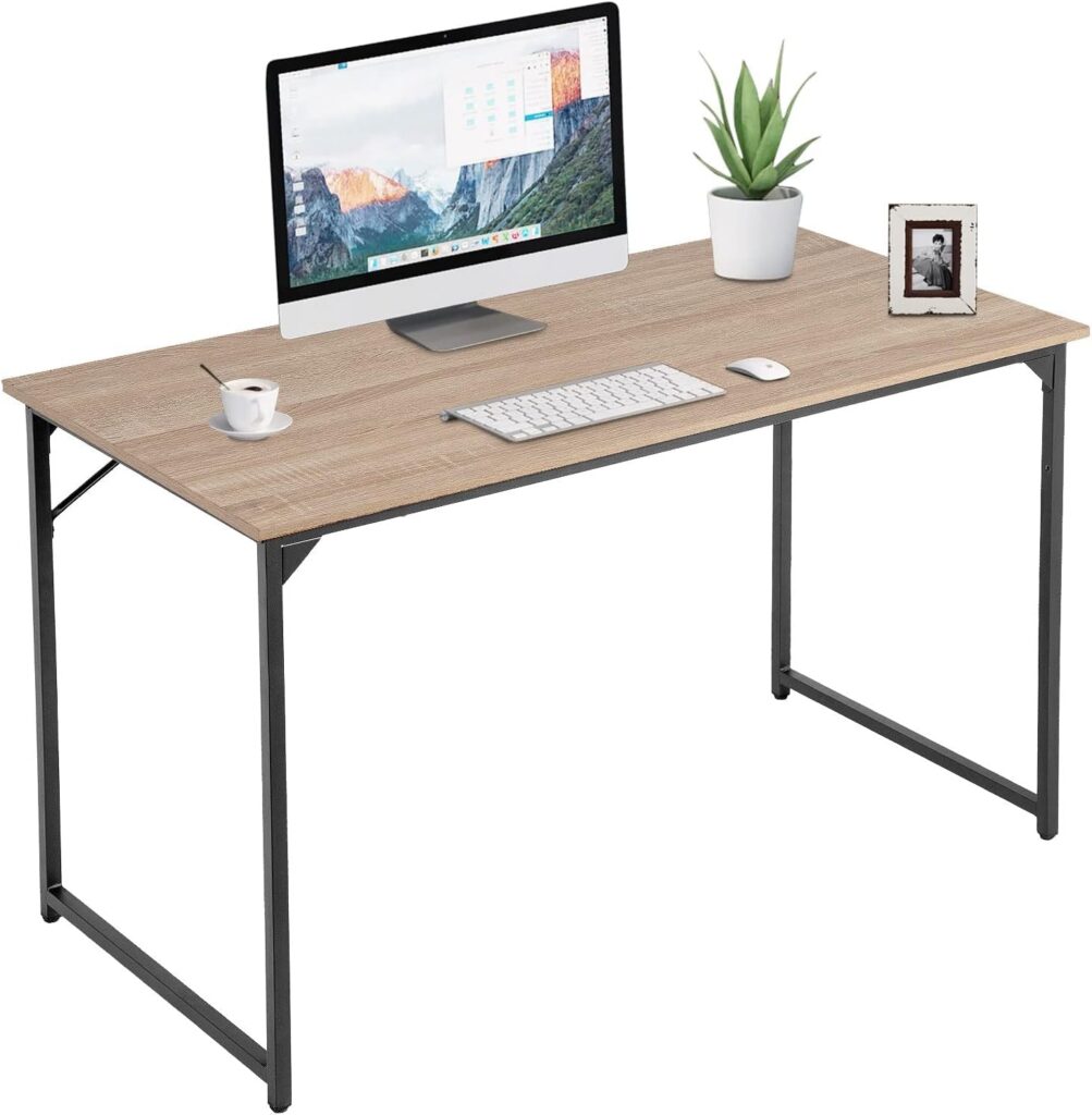 PayLessHere Computer Desk 47, Modern Writing Desk, Simple Study Table, Industrial Office Desk, Sturdy Laptop Table for Home Office, Nature