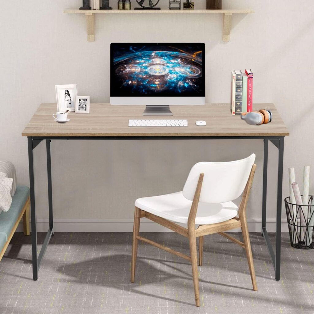 PayLessHere Computer Desk 47, Modern Writing Desk, Simple Study Table, Industrial Office Desk, Sturdy Laptop Table for Home Office, Nature