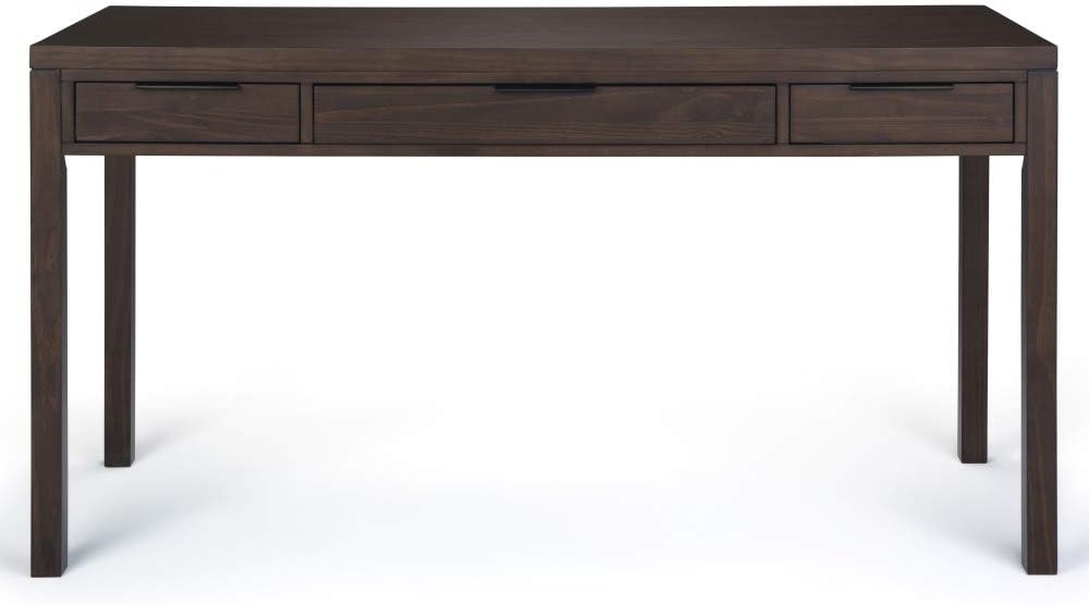 SIMPLIHOME Hollander SOLID WOOD 60 inch Wide Home Office Desk, Writing Table, Workstation, Study Table Furniture in Warm Walnut Brown with 2 Drawers